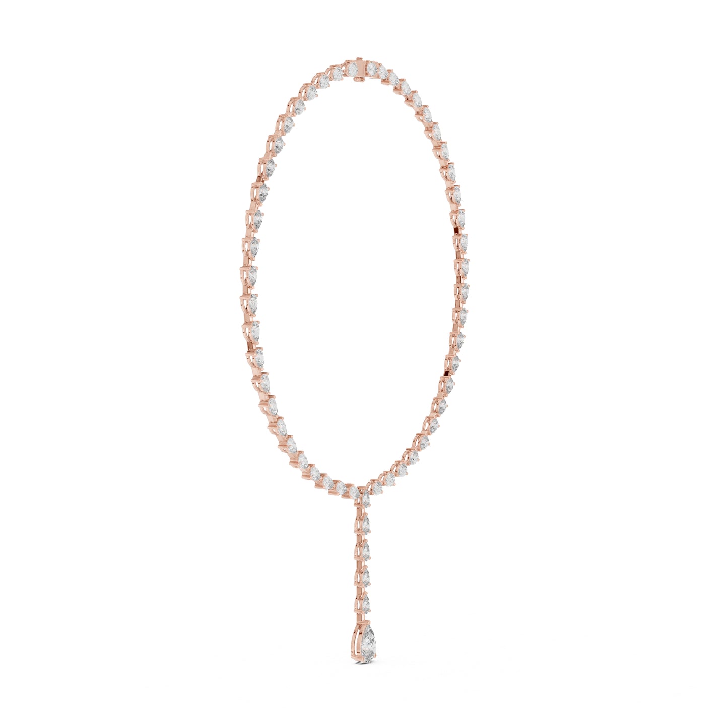 14k Rose Gold Pear Lab-Grown Diamond Party Wear Necklace for Women | Pure Carat