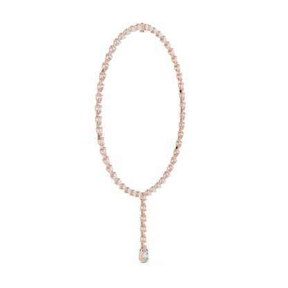 14k Rose Gold Pear Lab-Grown Diamond Party Wear Necklace for Women | Pure Carat