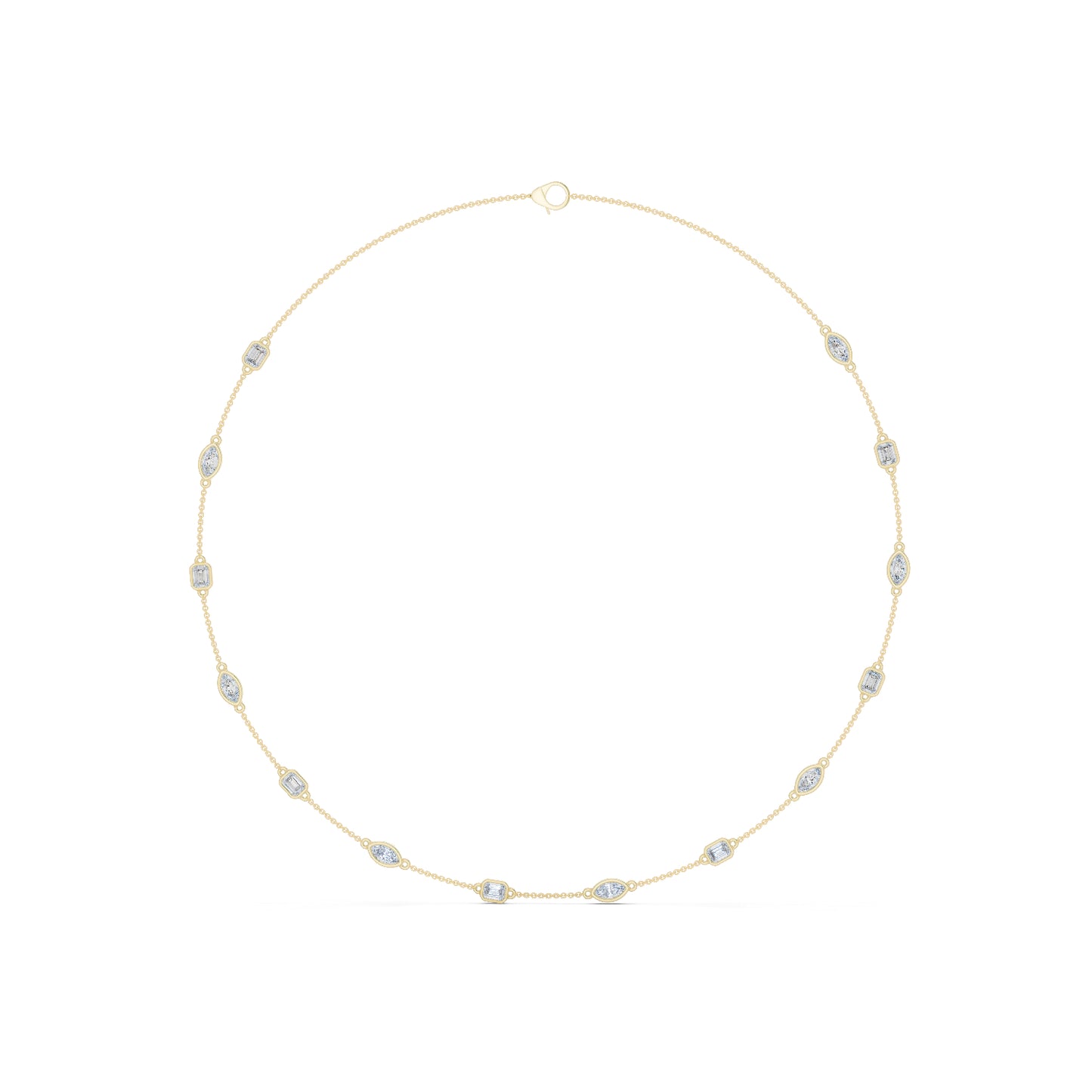 14k Yellow Gold Emerald/Marquise Cut Diamond Office Wear Necklace for Women | Pure Carat