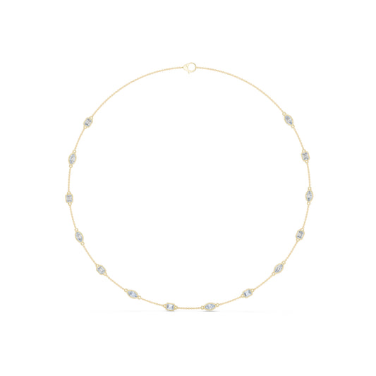 14k Yellow Gold Emerald/Marquise Cut Diamond Office Wear Necklace for Women | Pure Carat