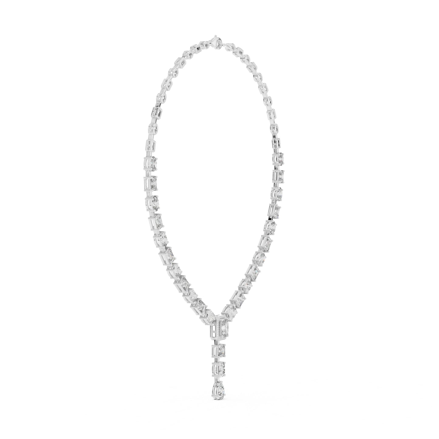 14k White Gold Radiant/Emerald/Cushion/Pear Cut Diamond Engagement Necklace | Pure Carat