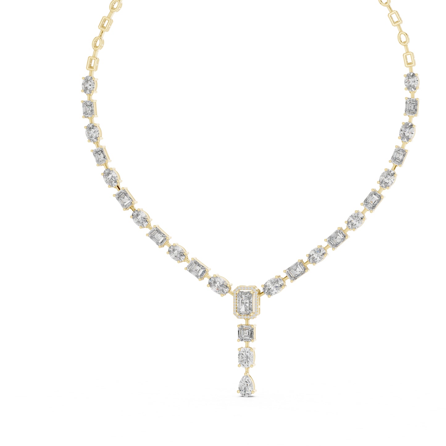 14k White Gold Radiant/Emerald/Cushion/Pear Cut Diamond Engagement Necklace | Pure Carat