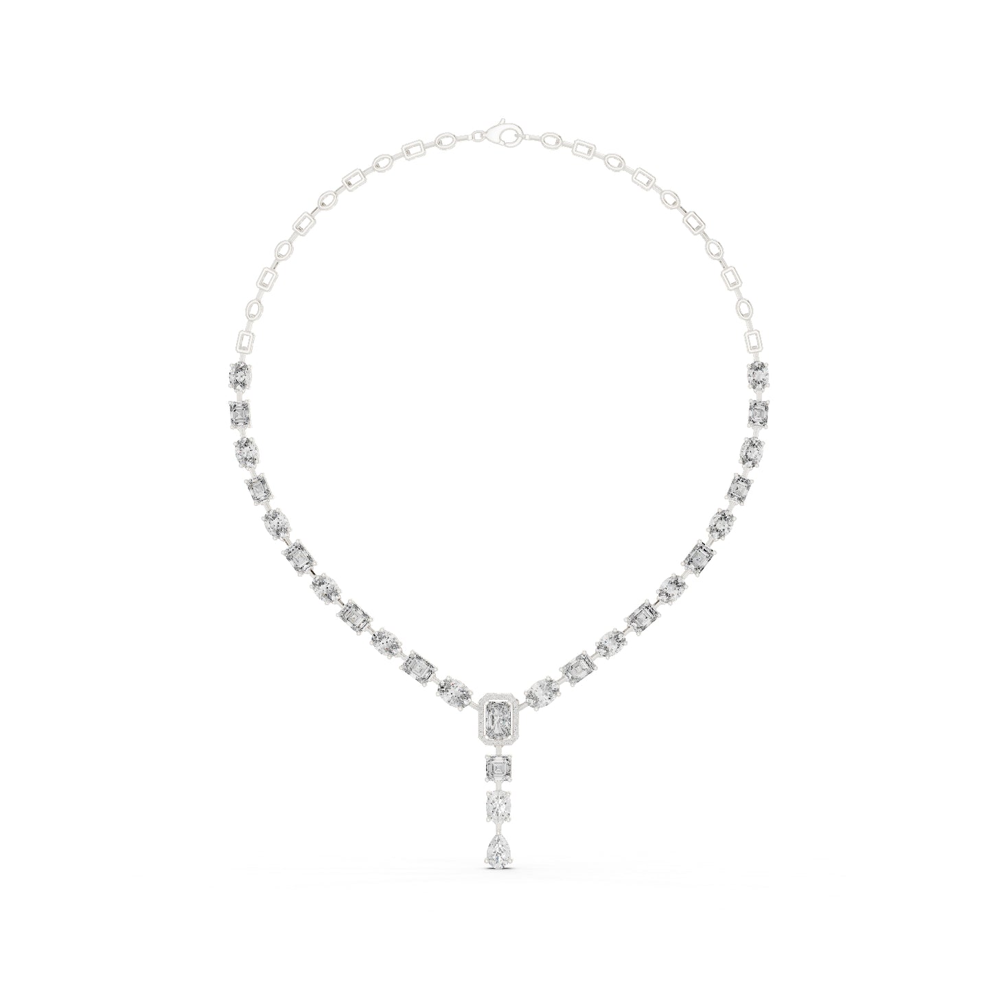 14k White Gold Radiant/Emerald/Cushion/Pear Cut Diamond Engagement Necklace | Pure Carat
