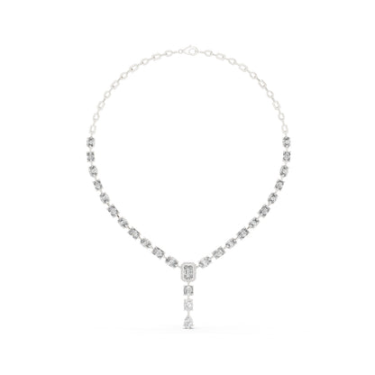 14k White Gold Radiant/Emerald/Cushion/Pear Cut Diamond Engagement Necklace | Pure Carat