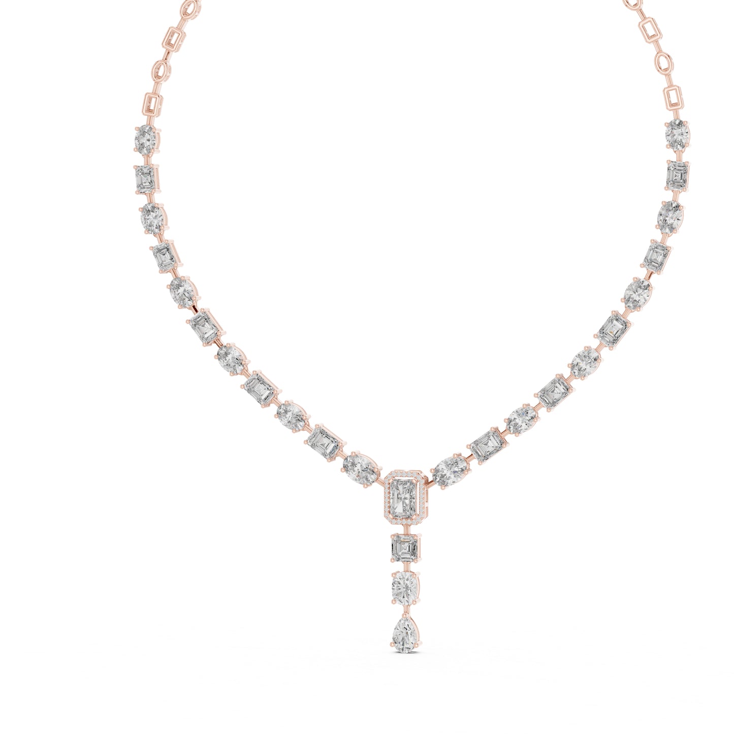 14k White Gold Radiant/Emerald/Cushion/Pear Cut Diamond Engagement Necklace | Pure Carat