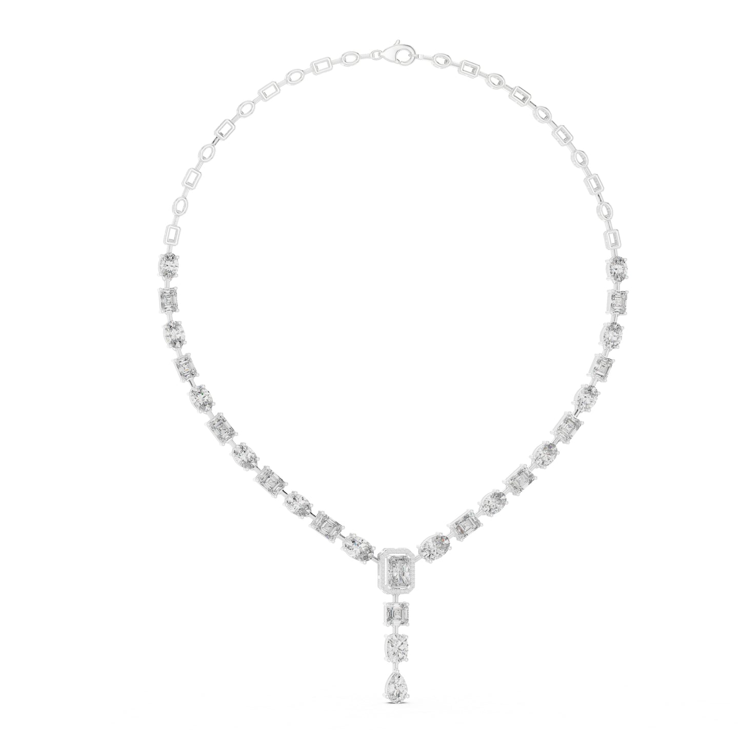 14k White Gold Radiant/Emerald/Cushion/Pear Cut Diamond Engagement Necklace | Pure Carat