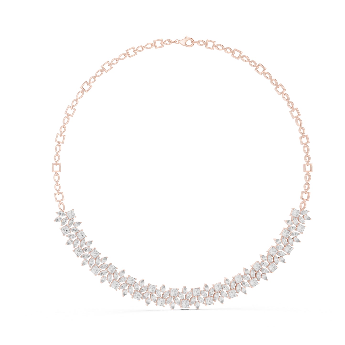 18k Rose Gold Pear/Princess/Marquise Lab-Grown Diamond Anniversary Gift Necklace | Pure Carat