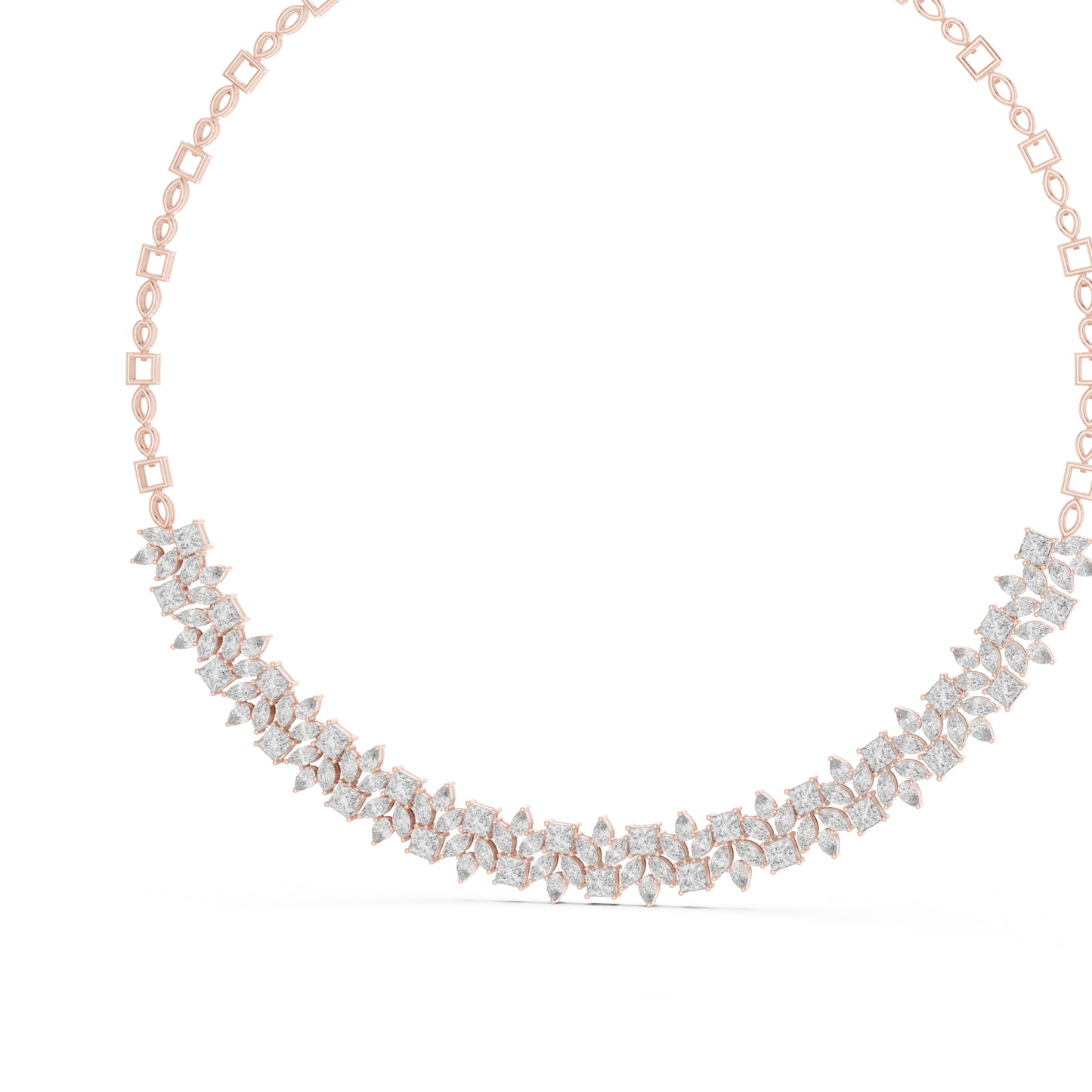 18k Rose Gold Pear/Princess/Marquise Lab-Grown Diamond Anniversary Gift Necklace | Pure Carat