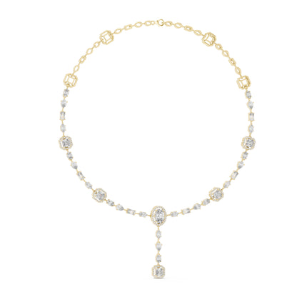 14k Yellow Gold Emerald/Pear/Oval/Round Cut Diamond Bridal Necklace for Women | Pure Carat