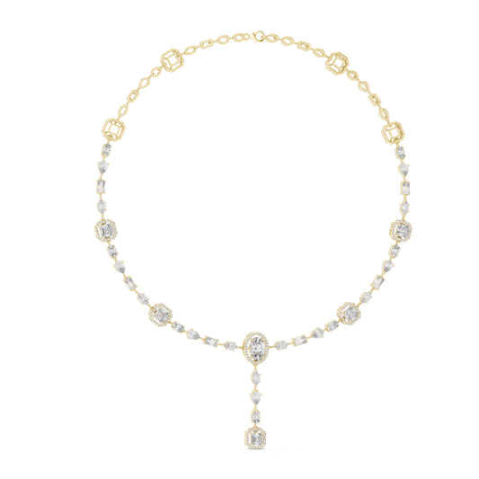 14k Yellow Gold Emerald/Pear/Oval/Round Cut Diamond Bridal Necklace for Women | Pure Carat