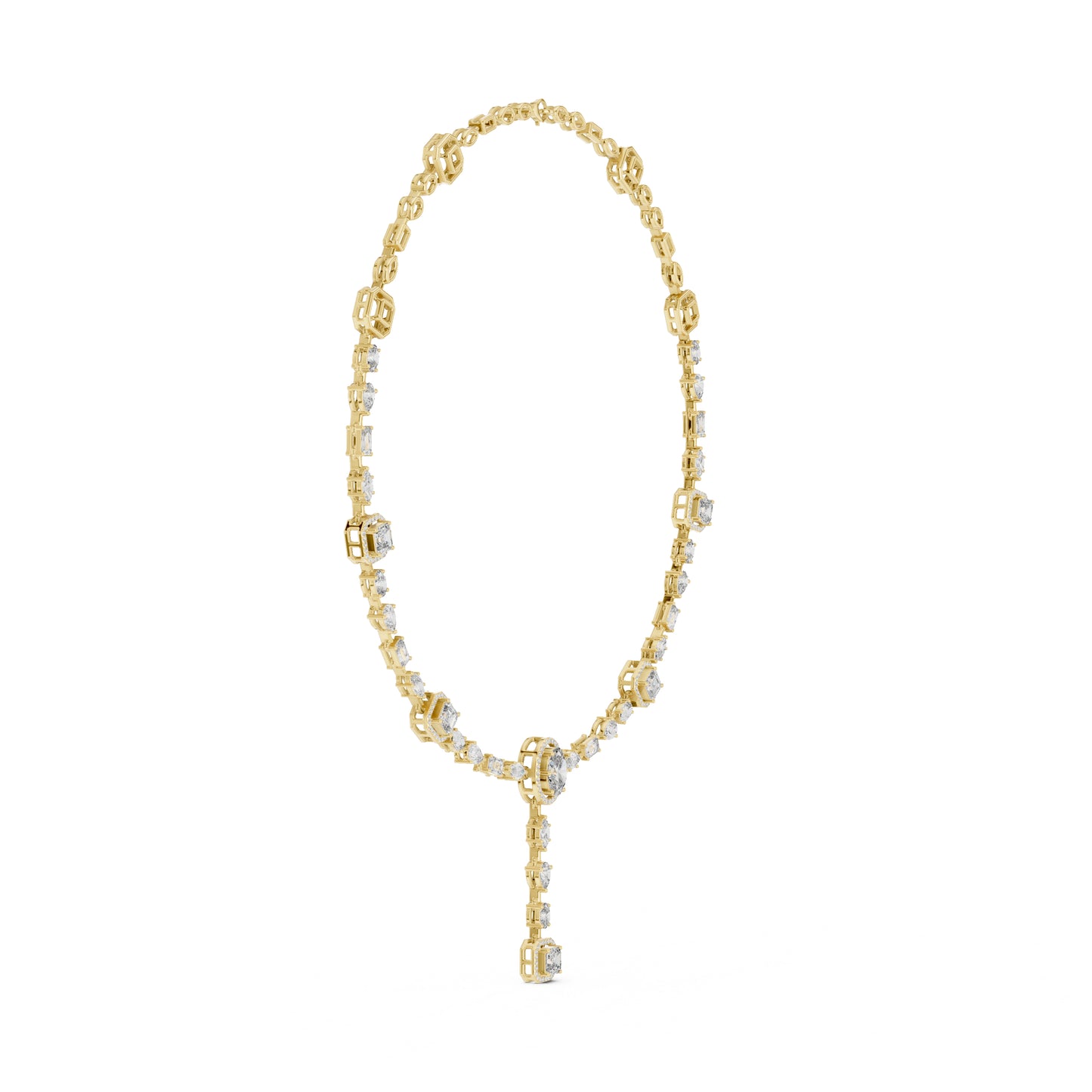 14k Yellow Gold Emerald/Pear/Oval/Round Cut Diamond Bridal Necklace for Women | Pure Carat