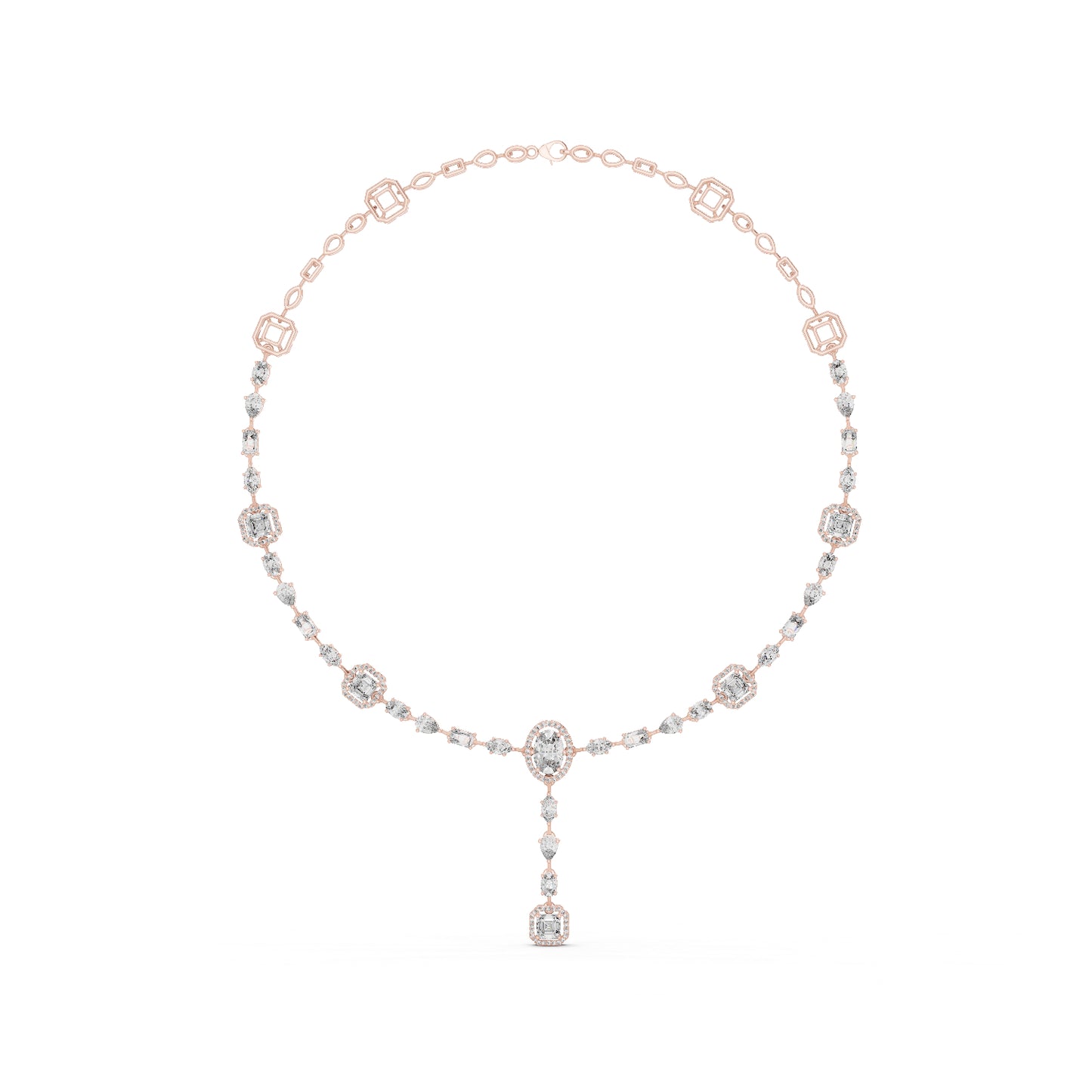 14k Yellow Gold Emerald/Pear/Oval/Round Cut Diamond Bridal Necklace for Women | Pure Carat