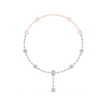 14k Yellow Gold Emerald/Pear/Oval/Round Cut Diamond Bridal Necklace for Women | Pure Carat