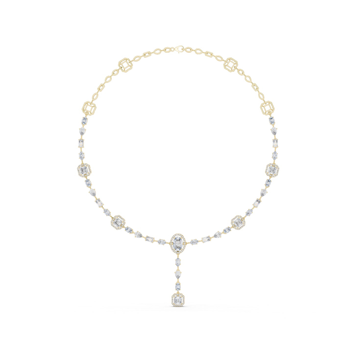 14k Yellow Gold Emerald/Pear/Oval/Round Cut Diamond Bridal Necklace for Women | Pure Carat