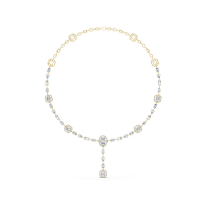 14k Yellow Gold Emerald/Pear/Oval/Round Cut Diamond Bridal Necklace for Women | Pure Carat