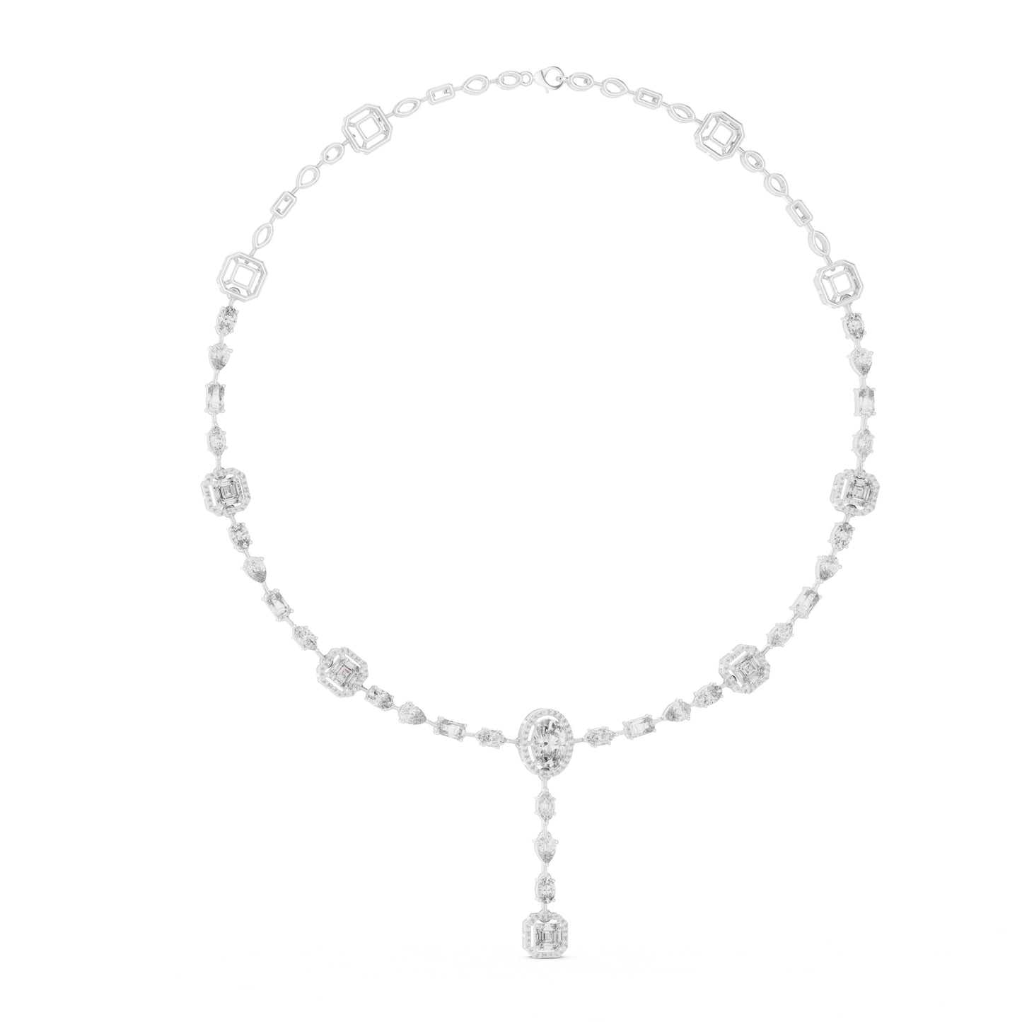 14k Yellow Gold Emerald/Pear/Oval/Round Cut Diamond Bridal Necklace for Women | Pure Carat