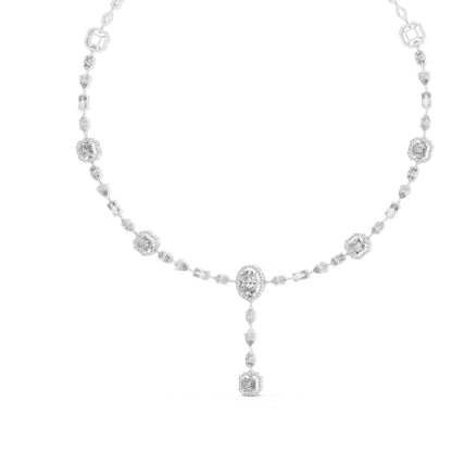 14k Yellow Gold Emerald/Pear/Oval/Round Cut Diamond Bridal Necklace for Women | Pure Carat