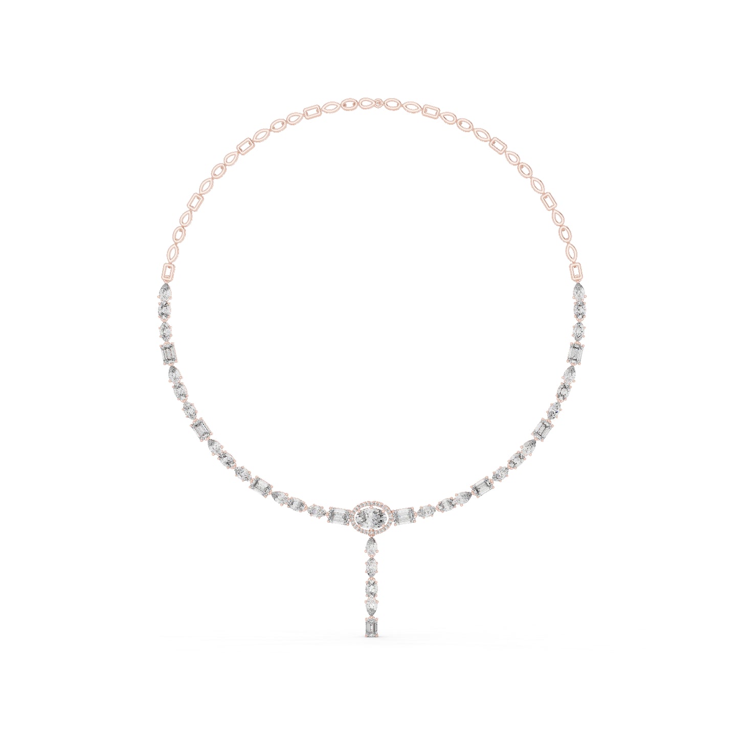 18k White Gold Oval/Emerald/Marquise/Pear Lab-Grown Diamond Wedding Necklace | Pure Carat