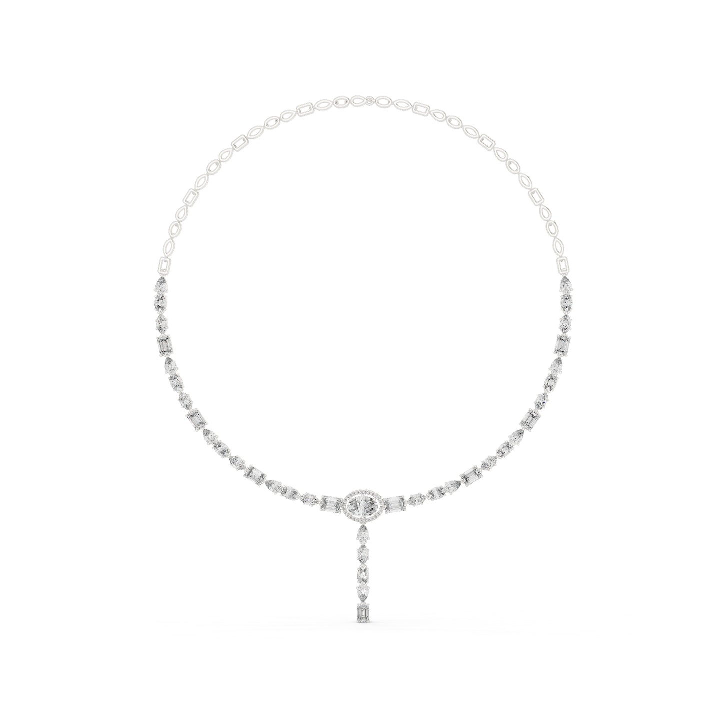 18k White Gold Oval/Emerald/Marquise/Pear Lab-Grown Diamond Wedding Necklace | Pure Carat