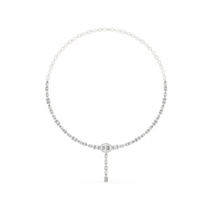 18k White Gold Oval/Emerald/Marquise/Pear Lab-Grown Diamond Wedding Necklace | Pure Carat