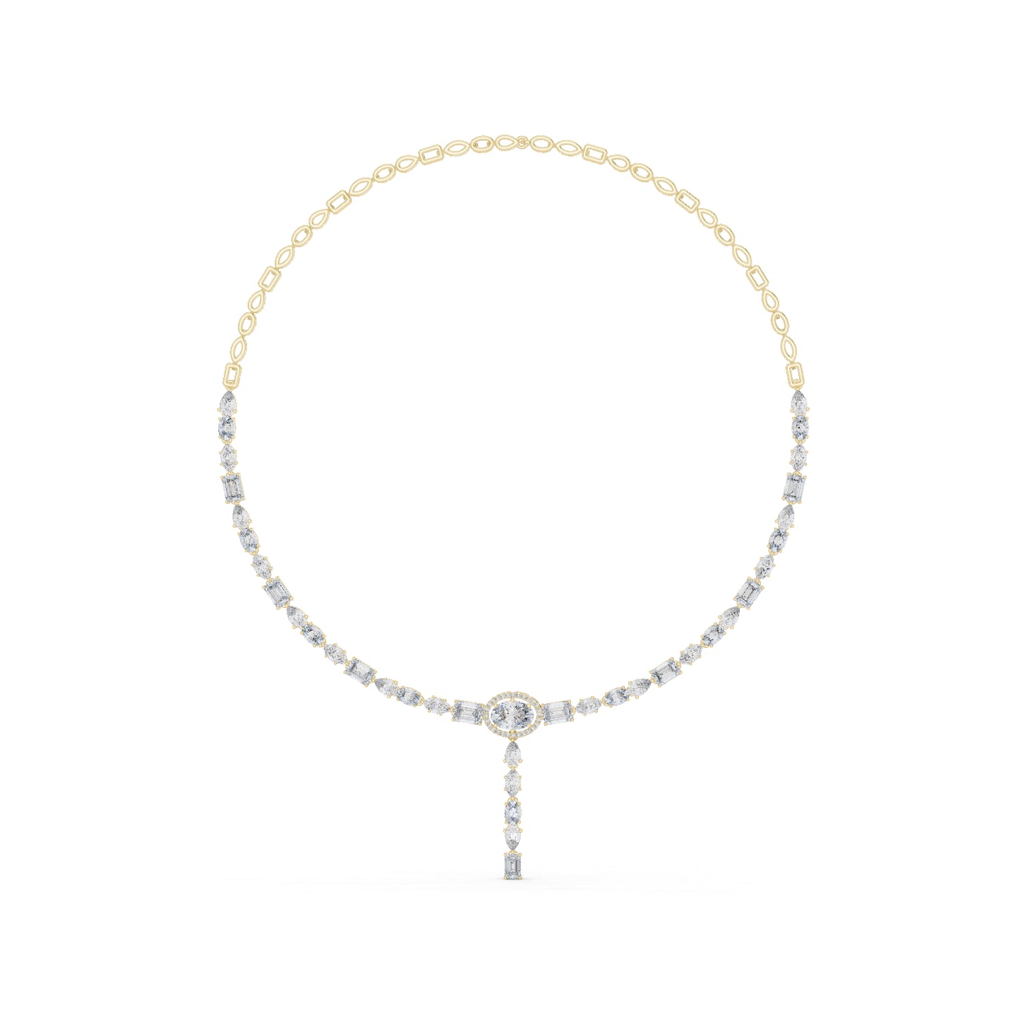 18k White Gold Oval/Emerald/Marquise/Pear Lab-Grown Diamond Wedding Necklace | Pure Carat