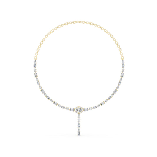 18k White Gold Oval/Emerald/Marquise/Pear Lab-Grown Diamond Wedding Necklace | Pure Carat