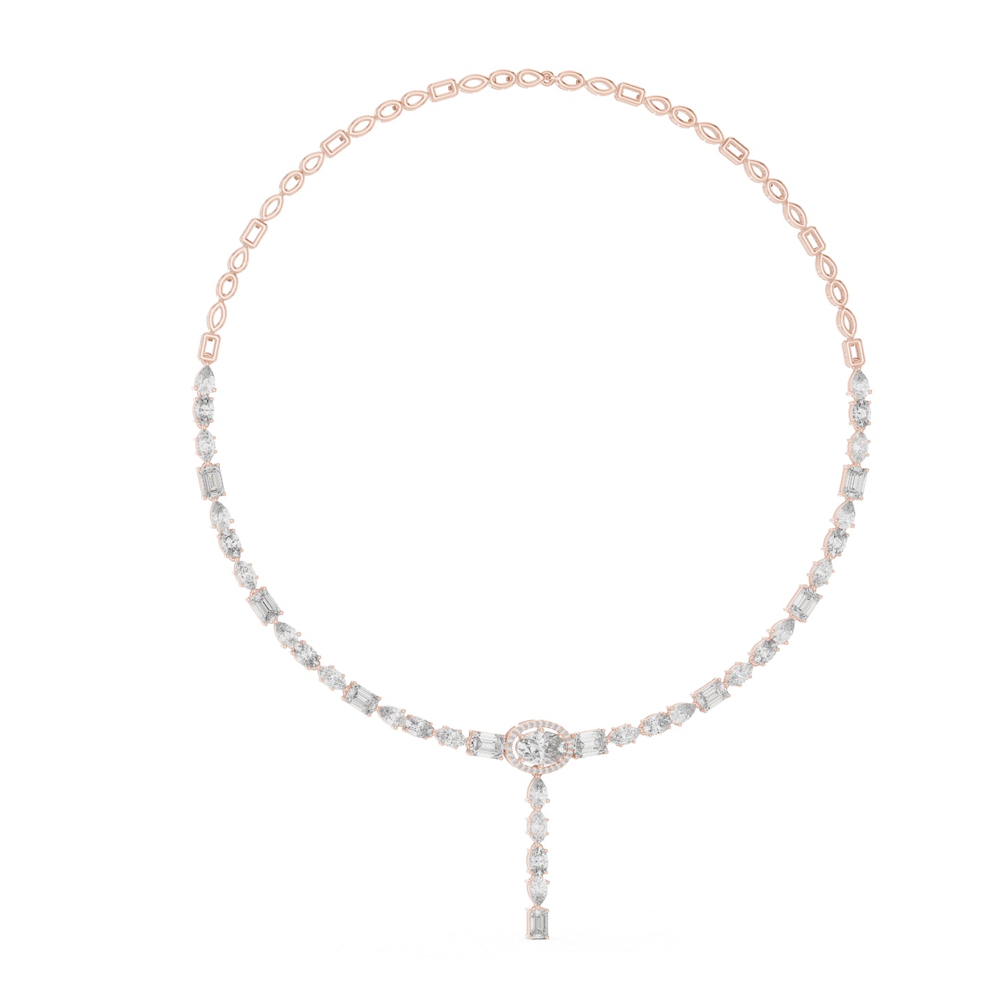 18k White Gold Oval/Emerald/Marquise/Pear Lab-Grown Diamond Wedding Necklace | Pure Carat