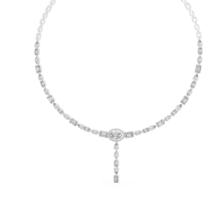 18k White Gold Oval/Emerald/Marquise/Pear Lab-Grown Diamond Wedding Necklace | Pure Carat