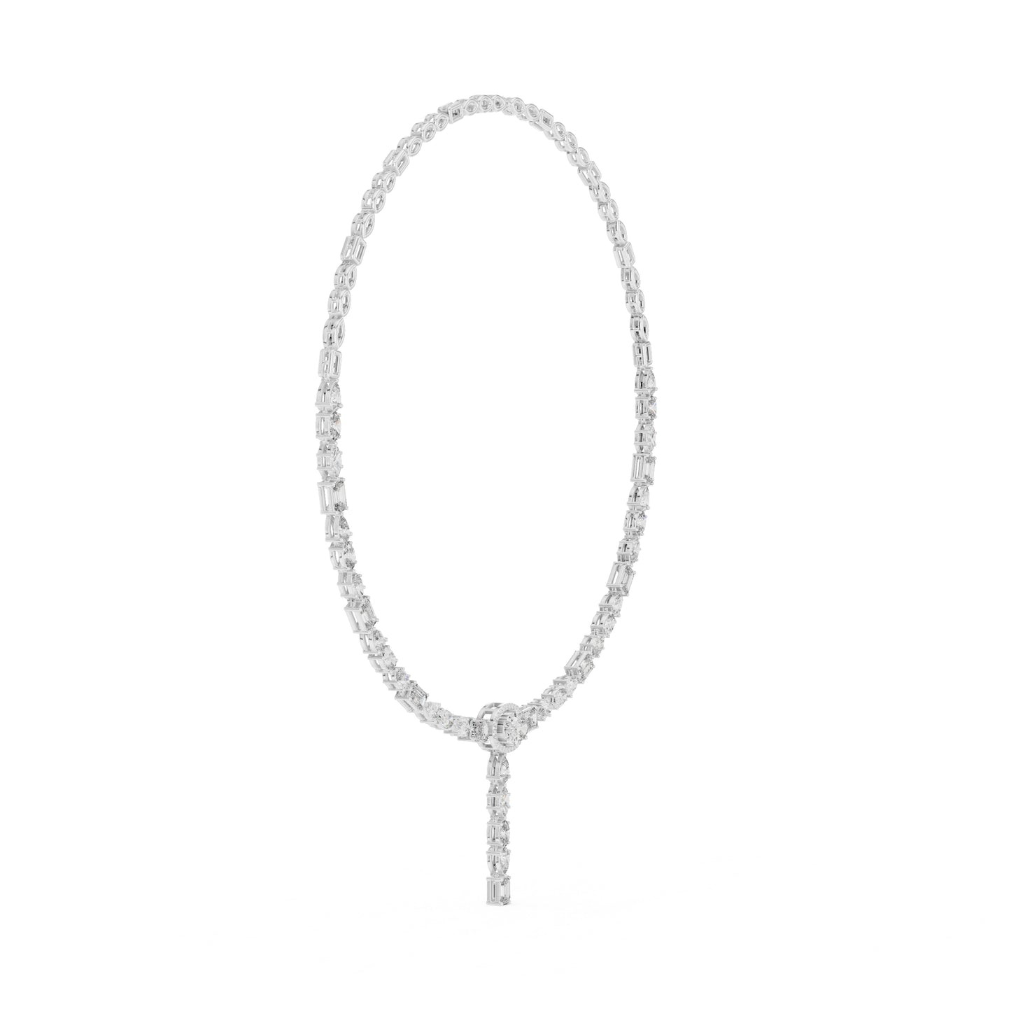 18k White Gold Oval/Emerald/Marquise/Pear Lab-Grown Diamond Wedding Necklace | Pure Carat