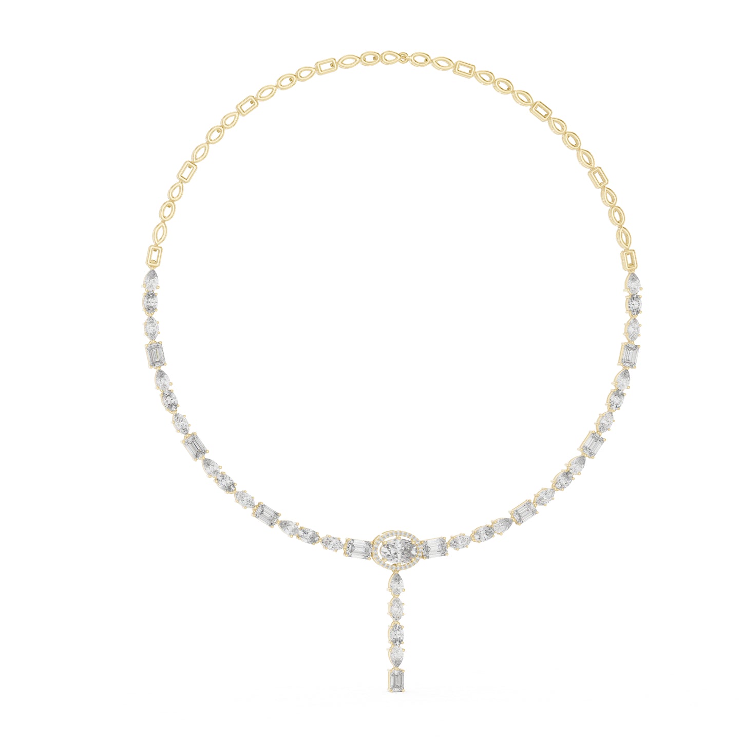 18k White Gold Oval/Emerald/Marquise/Pear Lab-Grown Diamond Wedding Necklace | Pure Carat