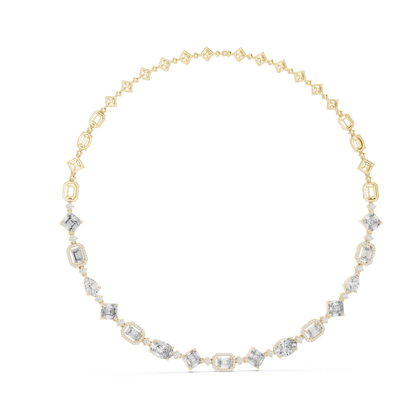 18k Rose Gold Pear/Emerald/Oval/Round Lab-Grown Diamond Party Wear Necklace | Pure Carat