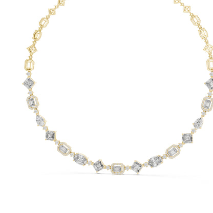 18k Rose Gold Pear/Emerald/Oval/Round Lab-Grown Diamond Party Wear Necklace | Pure Carat