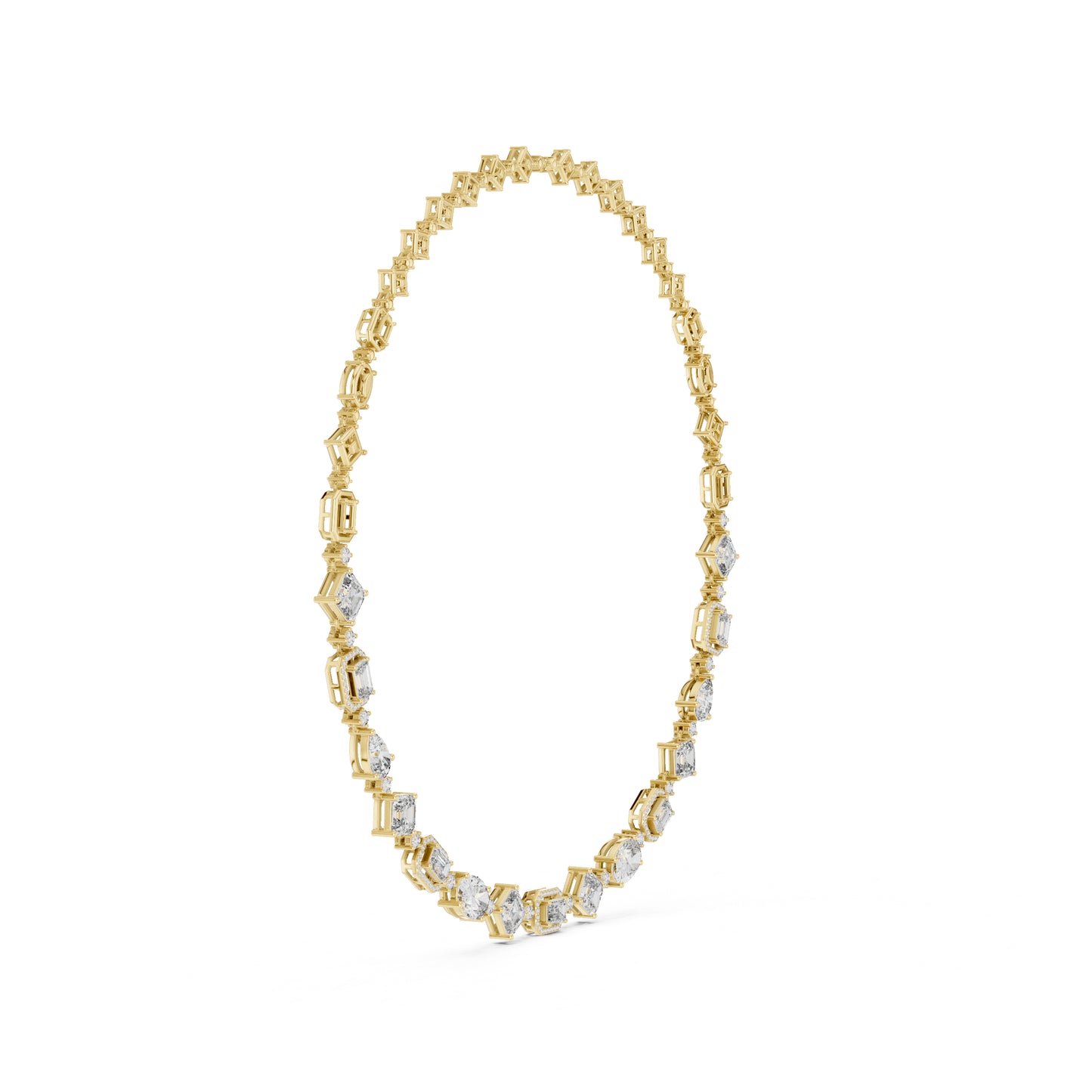 18k Rose Gold Pear/Emerald/Oval/Round Lab-Grown Diamond Party Wear Necklace | Pure Carat