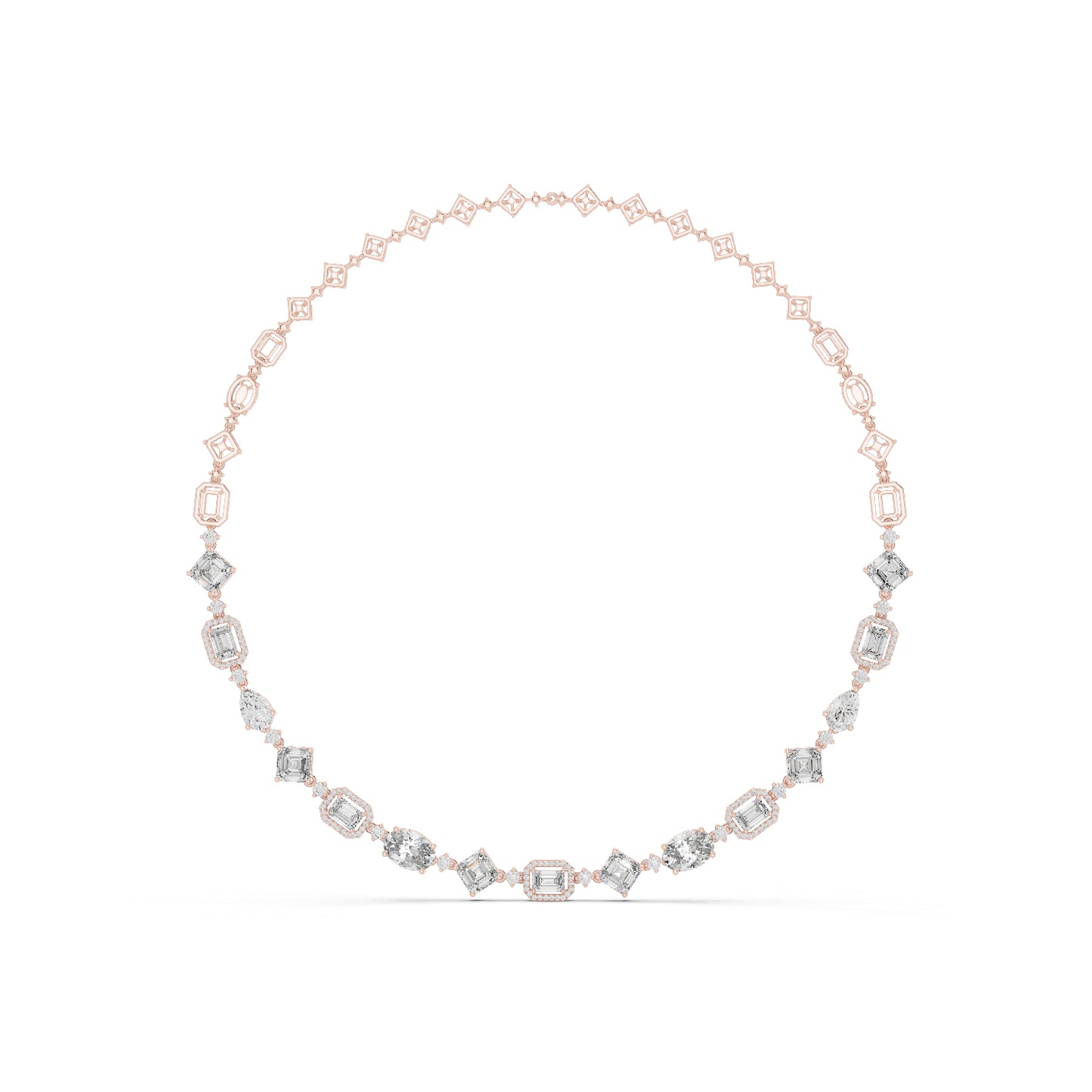 18k Rose Gold Pear/Emerald/Oval/Round Lab-Grown Diamond Party Wear Necklace | Pure Carat