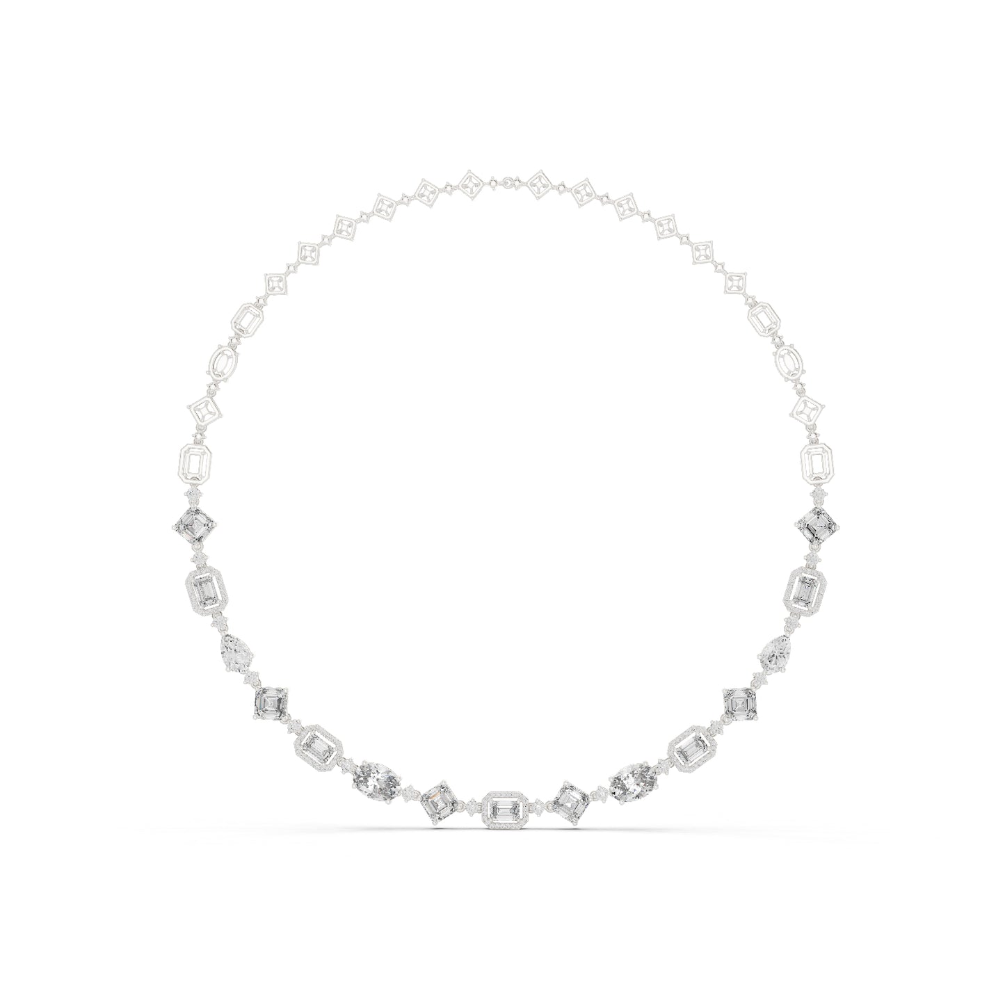 18k Rose Gold Pear/Emerald/Oval/Round Lab-Grown Diamond Party Wear Necklace | Pure Carat