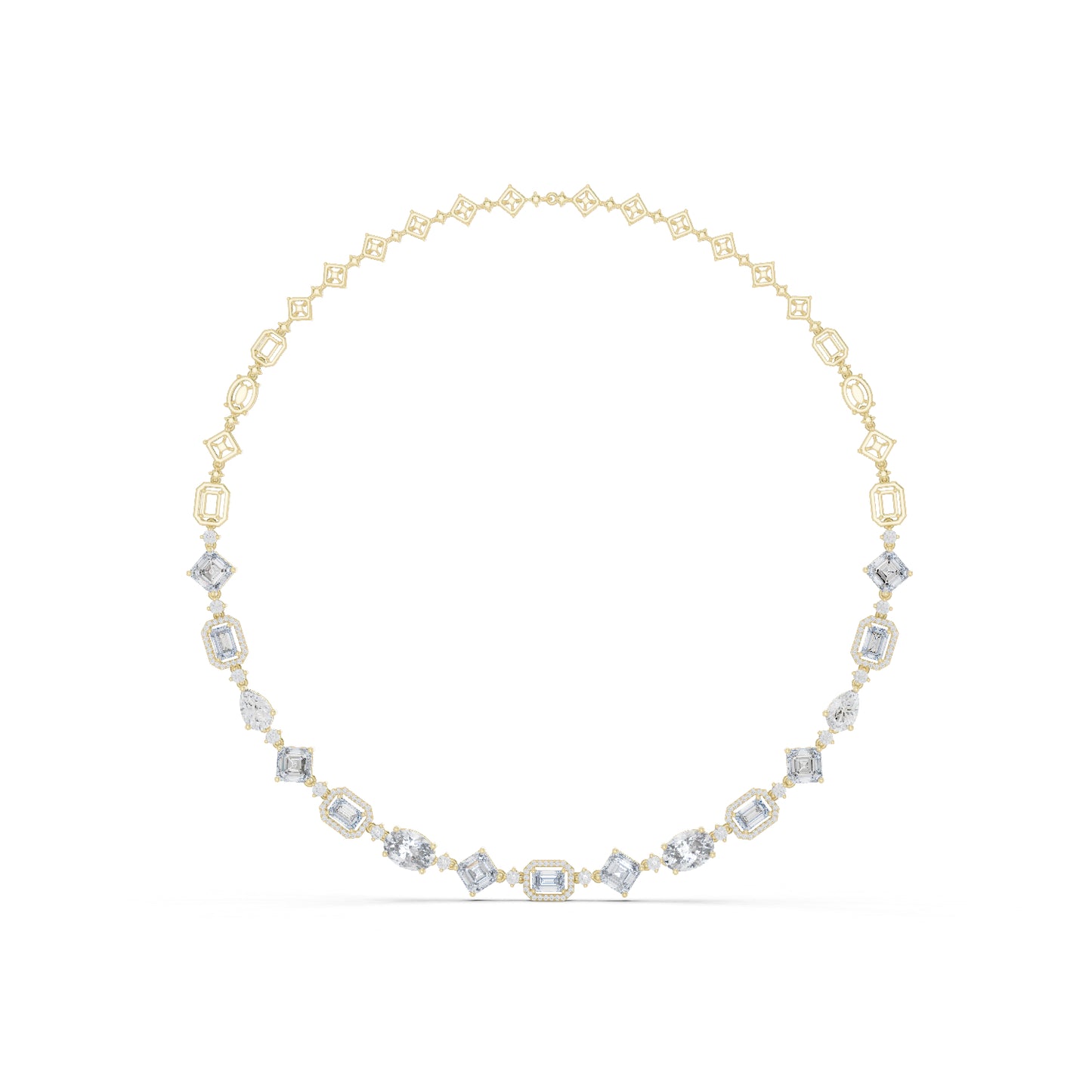 18k Rose Gold Pear/Emerald/Oval/Round Lab-Grown Diamond Party Wear Necklace | Pure Carat