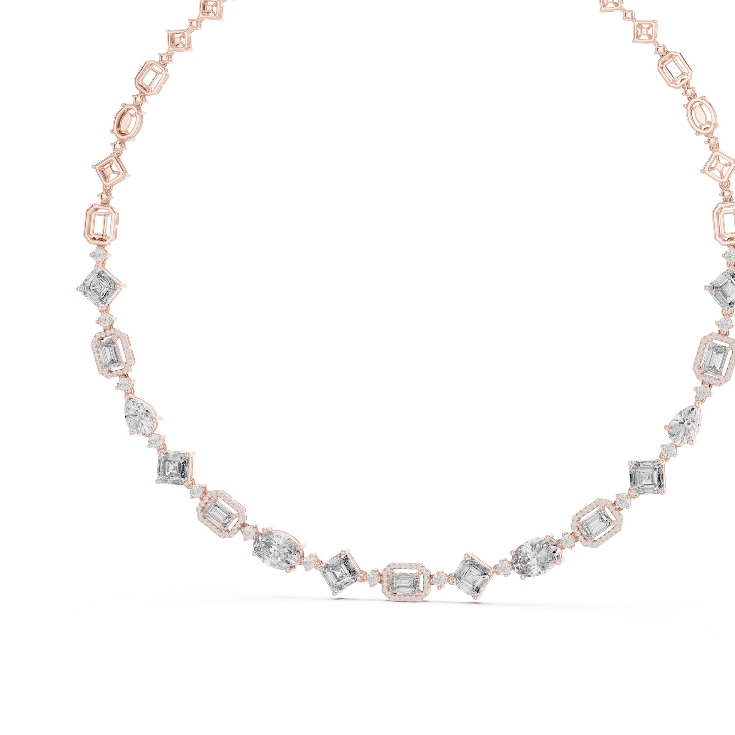 18k Rose Gold Pear/Emerald/Oval/Round Lab-Grown Diamond Party Wear Necklace | Pure Carat