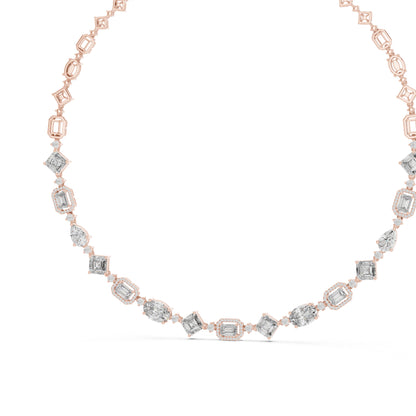 18k Rose Gold Pear/Emerald/Oval/Round Lab-Grown Diamond Party Wear Necklace | Pure Carat