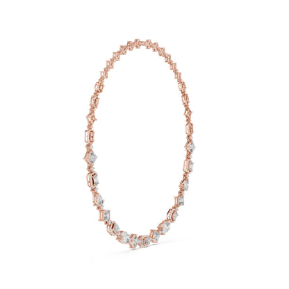 18k Rose Gold Pear/Emerald/Oval/Round Lab-Grown Diamond Party Wear Necklace | Pure Carat