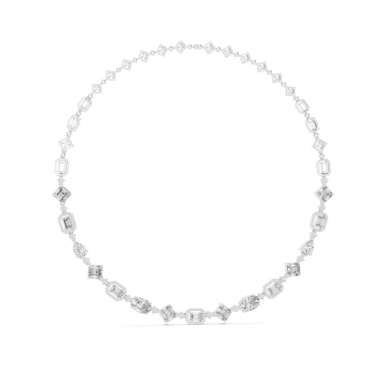 18k Rose Gold Pear/Emerald/Oval/Round Lab-Grown Diamond Party Wear Necklace | Pure Carat