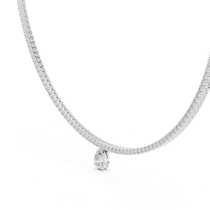 18k White Gold Pear & Round Lab-Grown Diamond Bridal Necklace for Women | Pure Carat