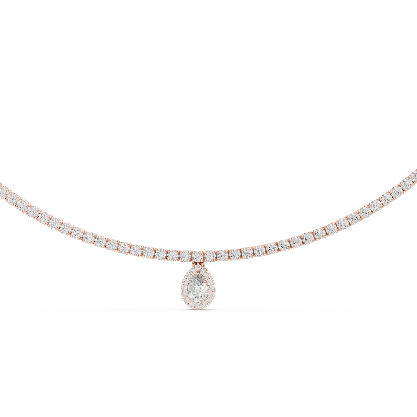 18k White Gold Pear & Round Lab-Grown Diamond Bridal Necklace for Women | Pure Carat