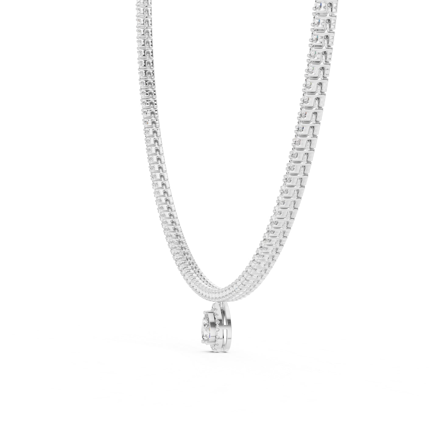 18k White Gold Pear & Round Lab-Grown Diamond Bridal Necklace for Women | Pure Carat