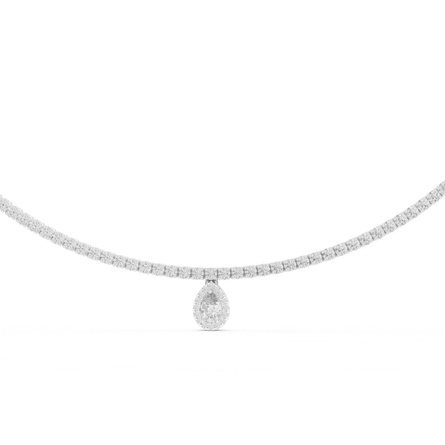 18k White Gold Pear & Round Lab-Grown Diamond Bridal Necklace for Women | Pure Carat