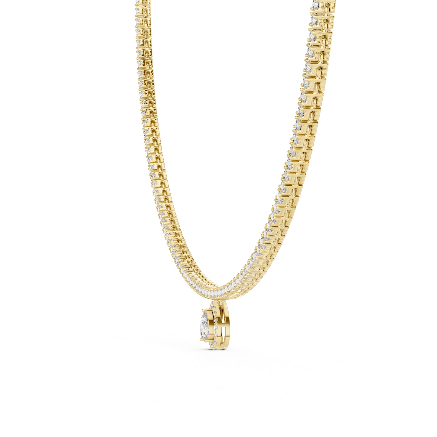 18k White Gold Pear & Round Lab-Grown Diamond Bridal Necklace for Women | Pure Carat