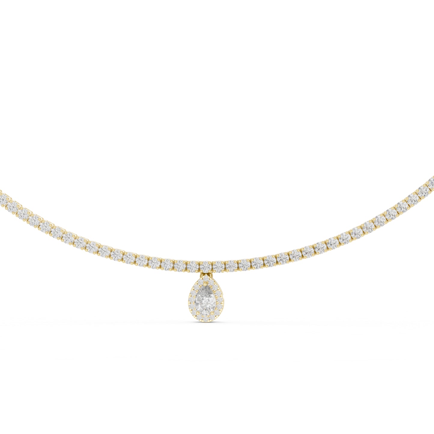 18k White Gold Pear & Round Lab-Grown Diamond Bridal Necklace for Women | Pure Carat