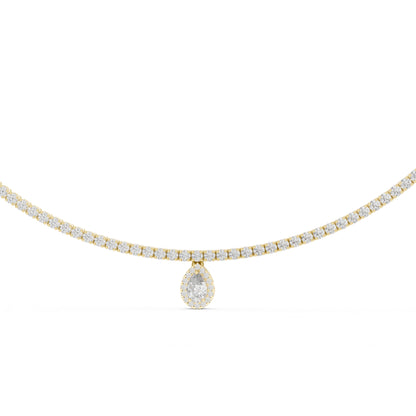 18k White Gold Pear & Round Lab-Grown Diamond Bridal Necklace for Women | Pure Carat