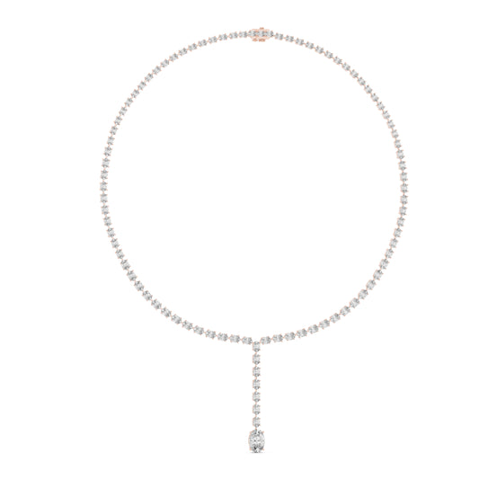14k Rose Gold Oval Lab-Grown Diamond Office Wear Necklace for Women | Pure Carat