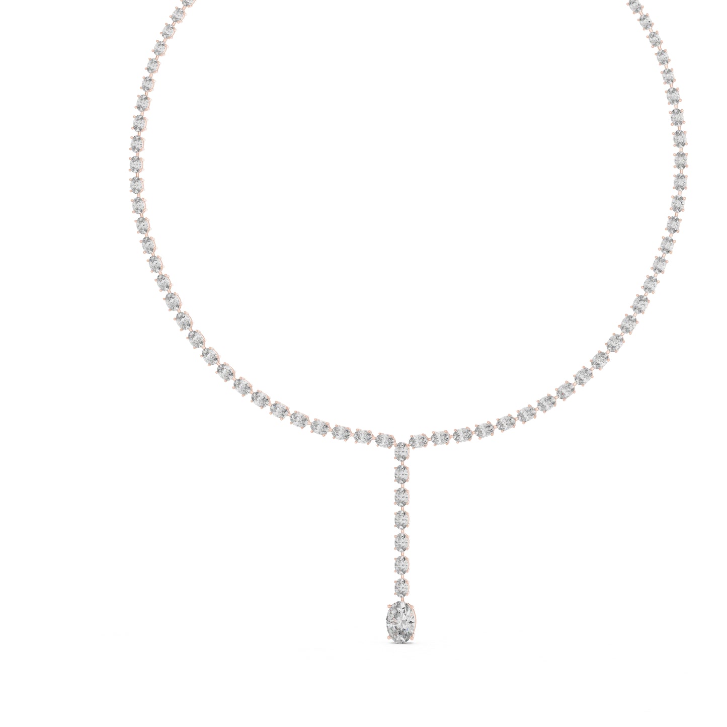 14k Rose Gold Oval Lab-Grown Diamond Office Wear Necklace for Women | Pure Carat