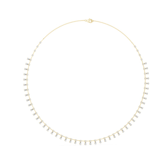 18k Rose Gold Pear/Round Lab-Grown Diamond Party Wear Necklace for Women | Pure Carat